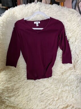 dressbarn Plum V-Neck Lightweight Sweater